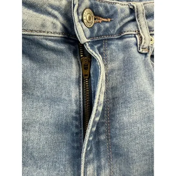 AE Next Level Ripped Super High-Waist Flare Jeans Women's 12 Blue Denim Stretch - Picture 7 of 16